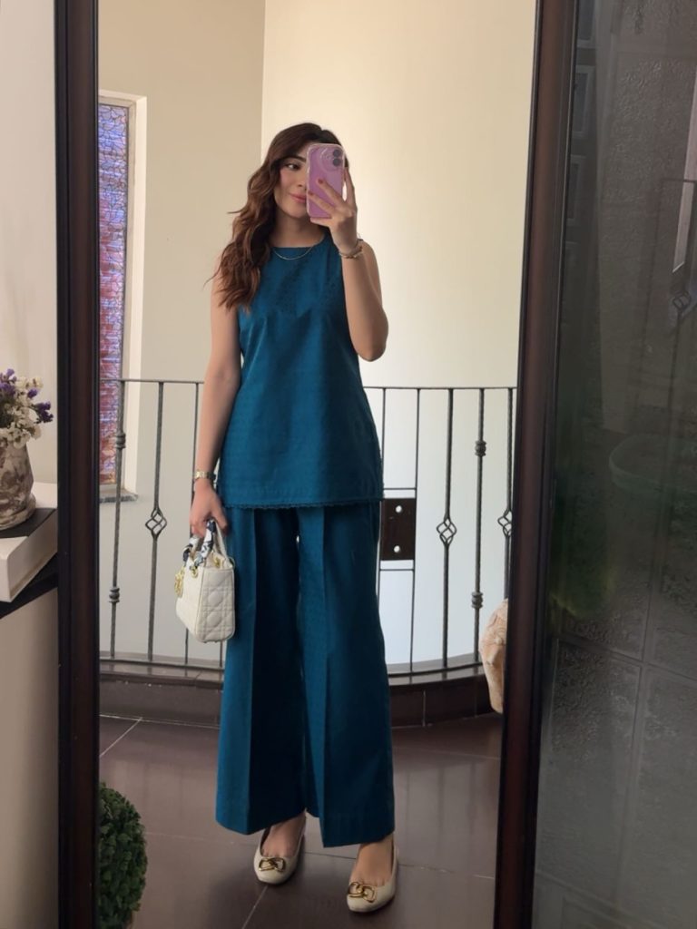 Teal Sleeveless Tunic + Wide-Leg Trousers