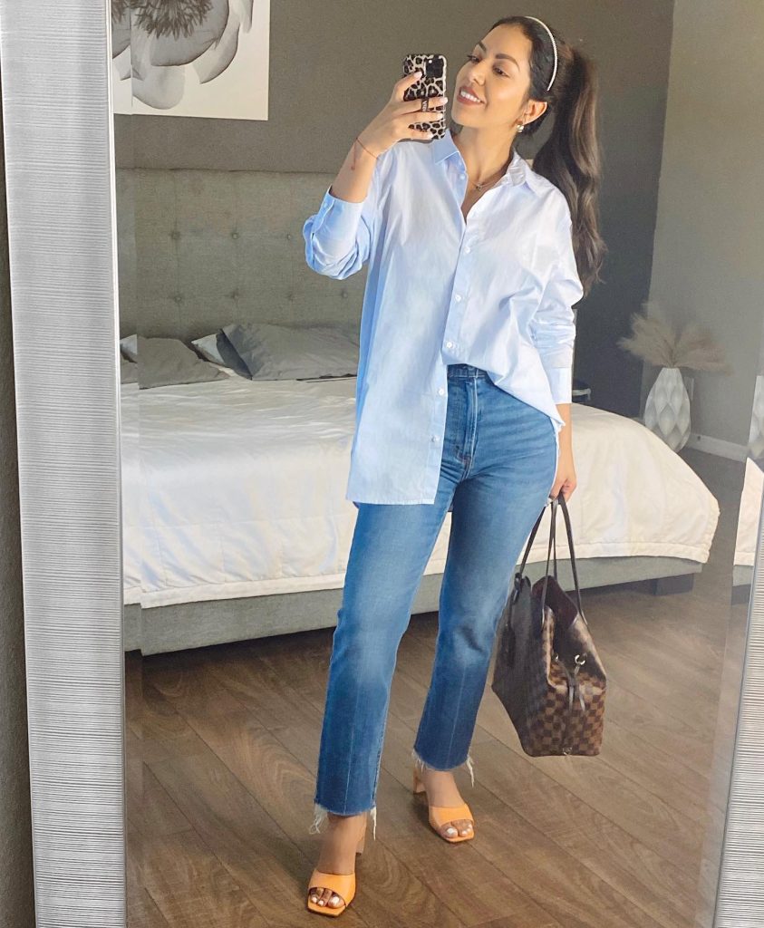 Light Blue Oversized Shirt + Slim Jeans