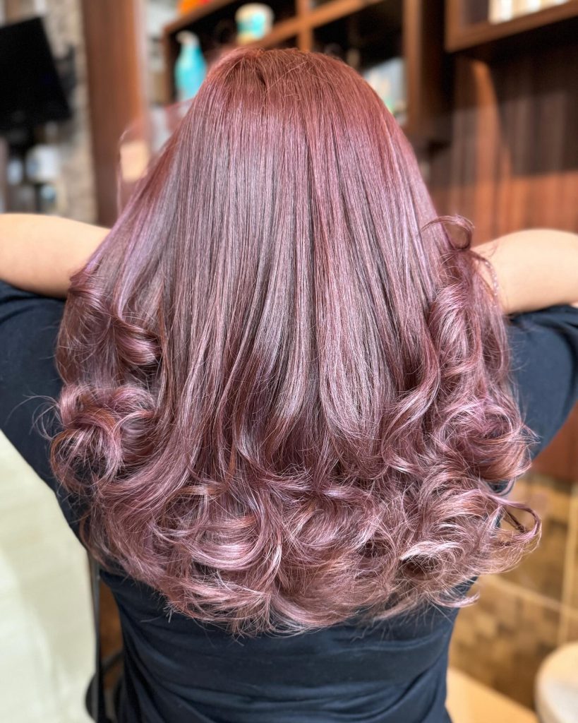 Pink Ribbon Highlights with Loose Curls