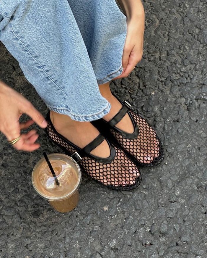 Black Mesh Mary Janes