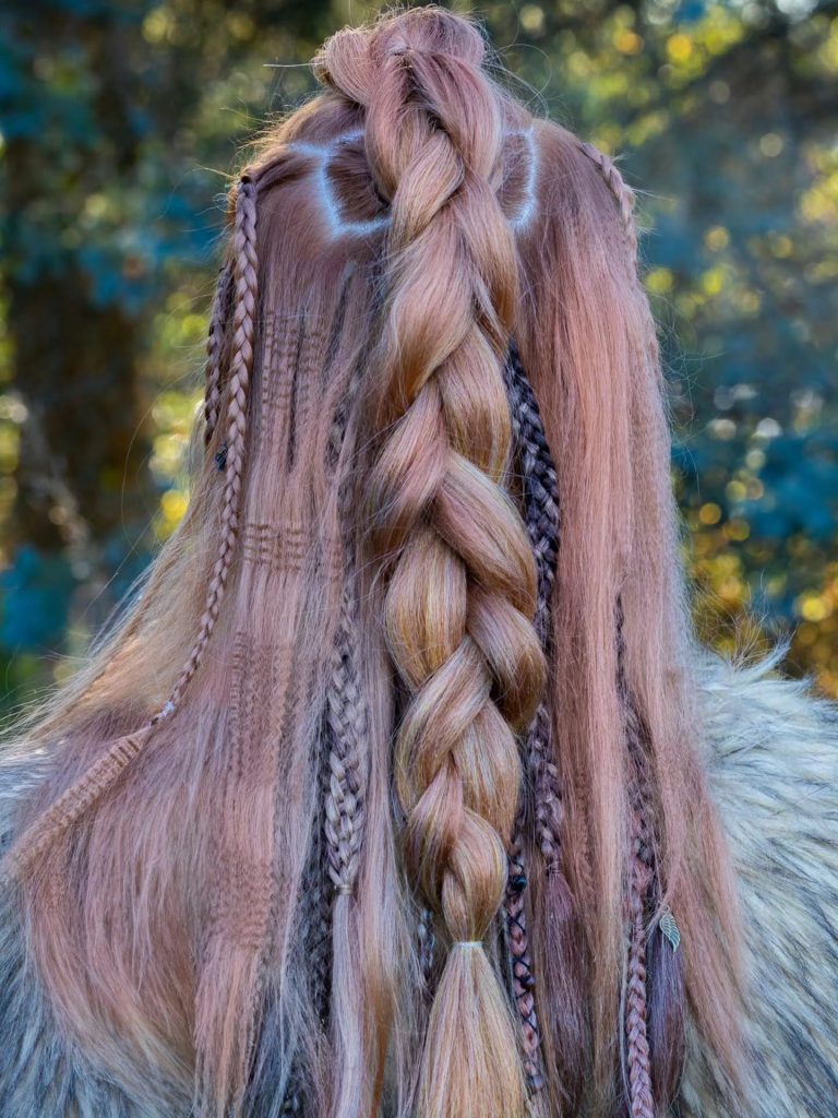 Fierce Wavy Short Hair with Tiny Viking Braids