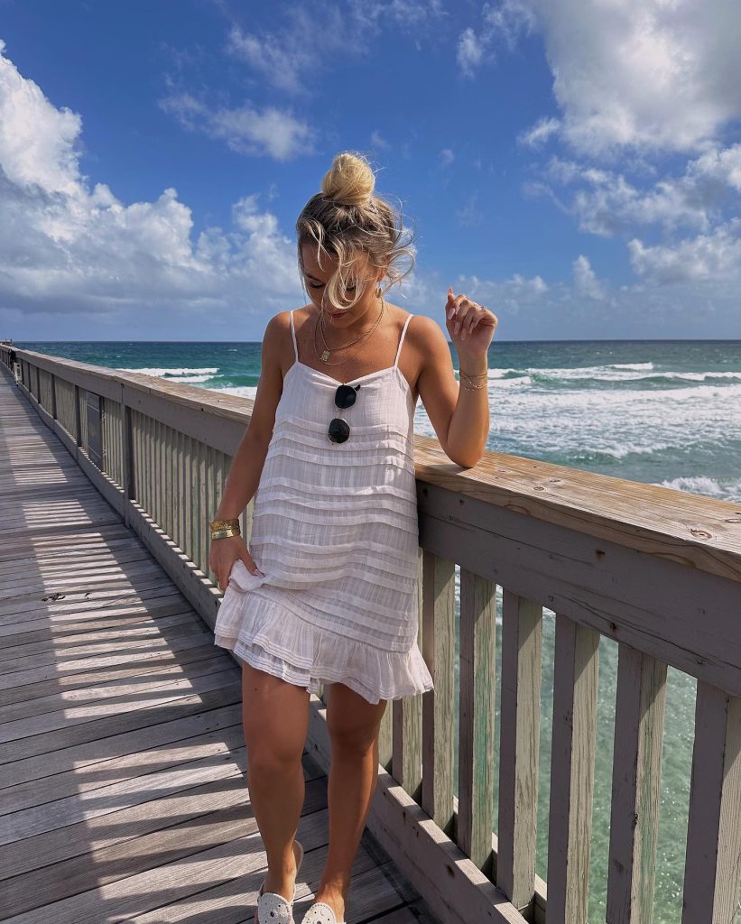 White Tiered Cami Dress + Sunglasses
