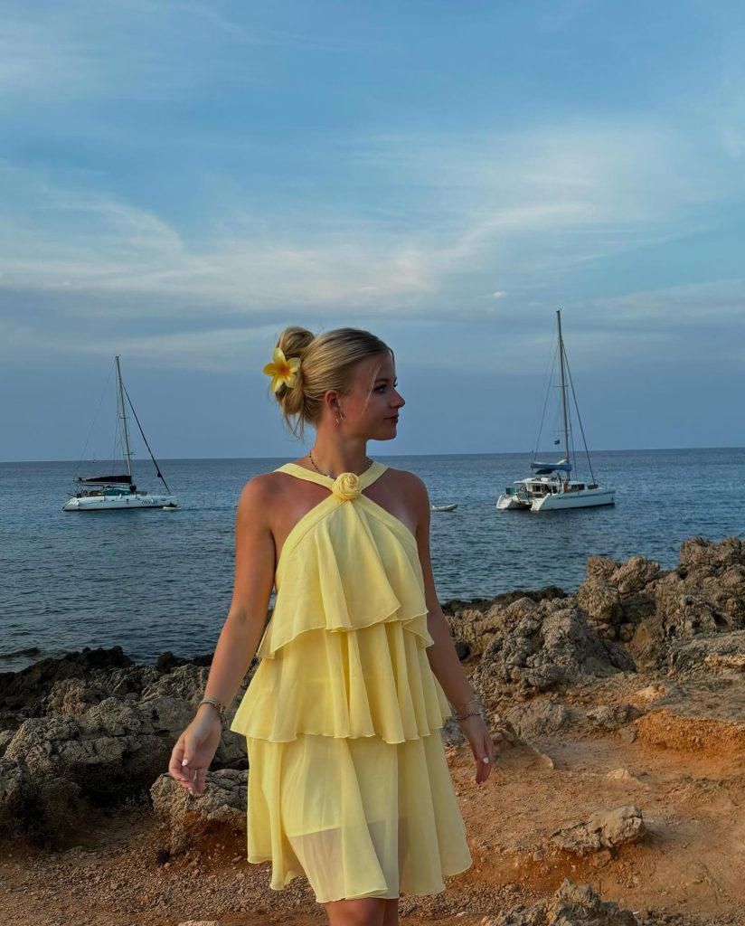 Yellow Ruffled Halter Dress