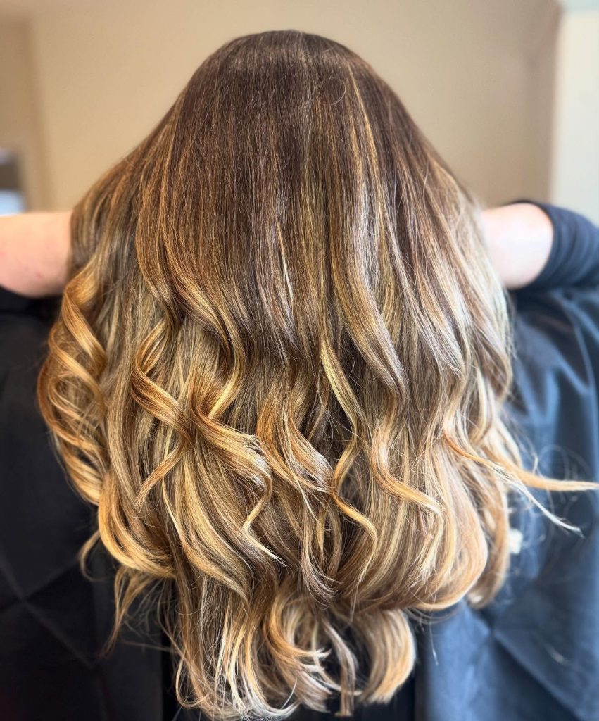 Stunning Golden Blonde Balayage Ideas: Golden Blonde on Curly Hair