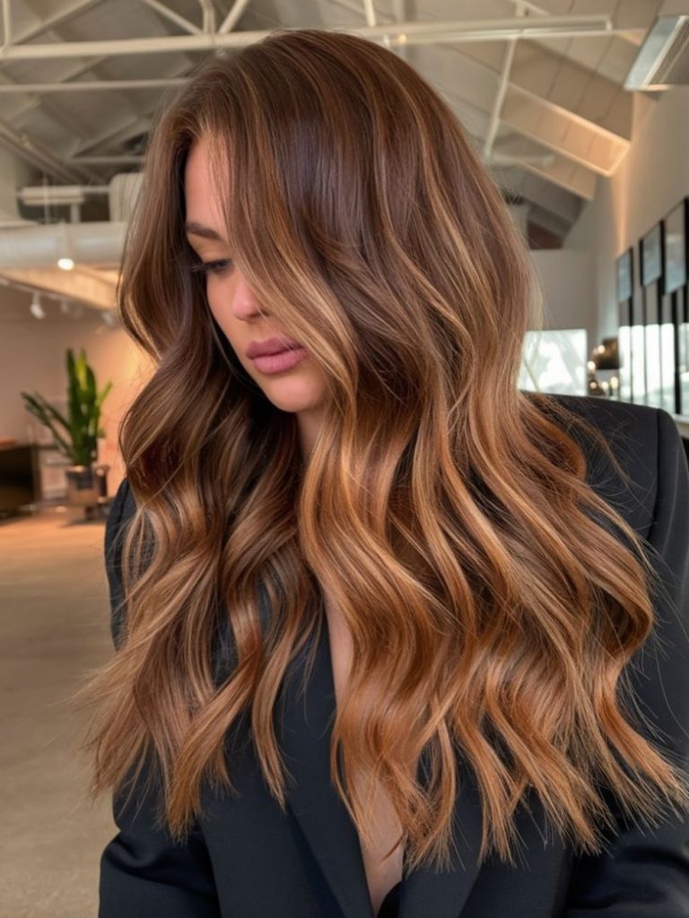 Sun-Kissed Honey Brown Balayage Waves
