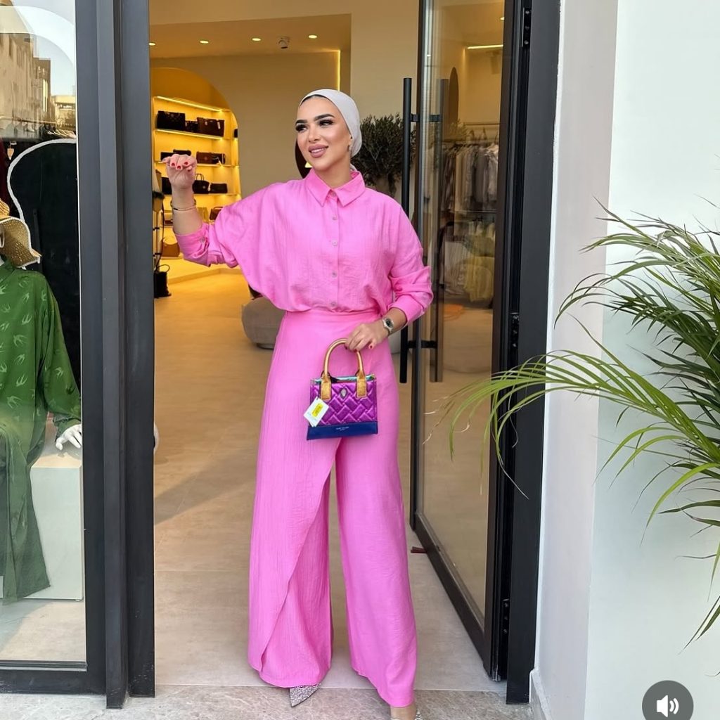 Pink Wide-Leg Pants + Matching Button-Down Shirt