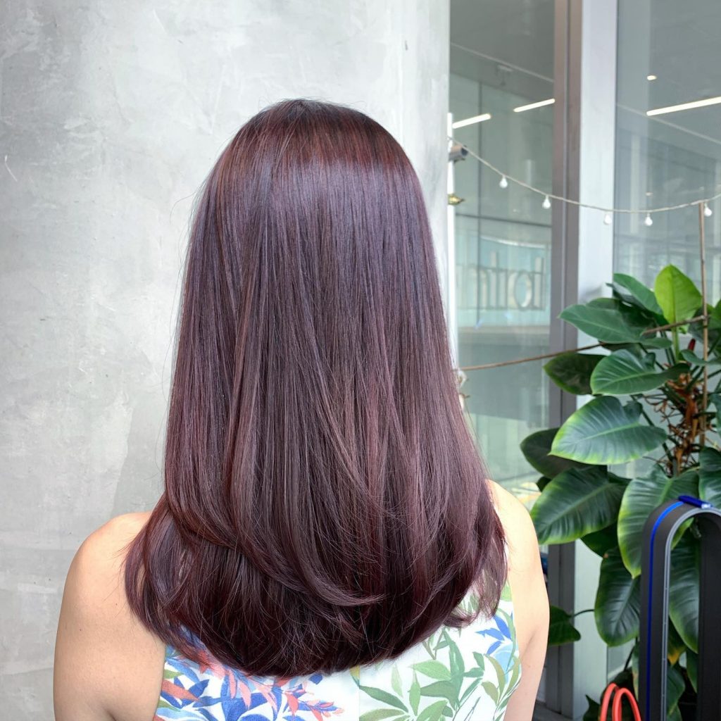 Bright Pink Highlights on a Brown Bob