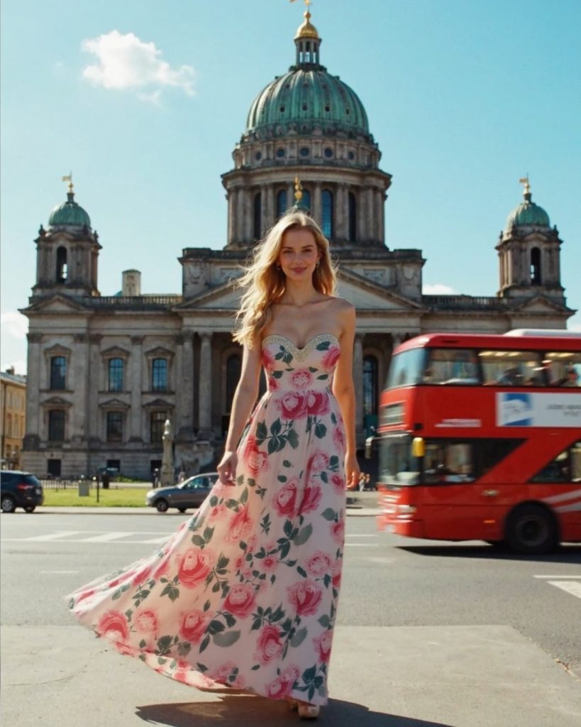 Pink Floral Maxi Dress + Strapless Sweetheart Bodice + Chiffon Skirt