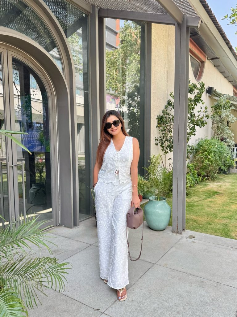 White Vest + Matching Wide-Leg Pants