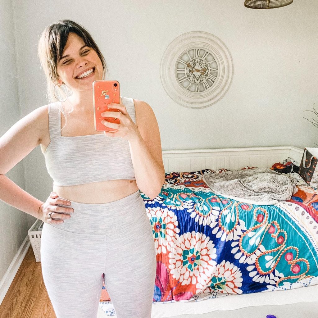 Light Gray Sports Bra + High-Waisted Leggings