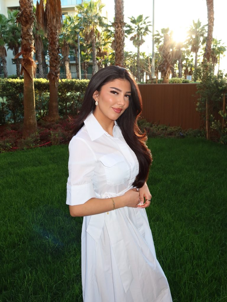 White Shirt Dress + Pearl Earrings + Gold Bracelet