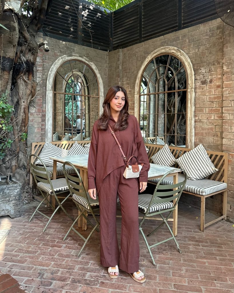 Brown Button-Up Shirt + Wide-Leg Trousers