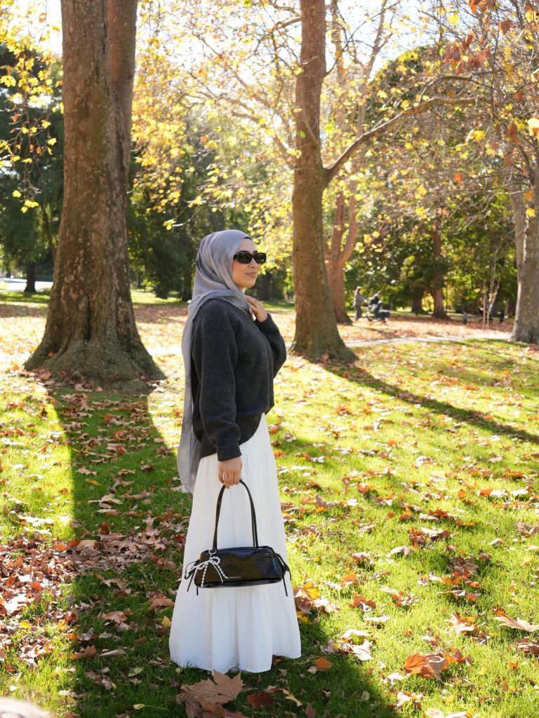 Charcoal Sweater + Tiered Maxi Skirt